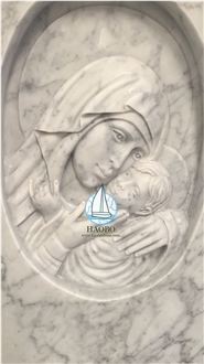 Holy Mother Maria Carved Monumental Sculpture In White Marble