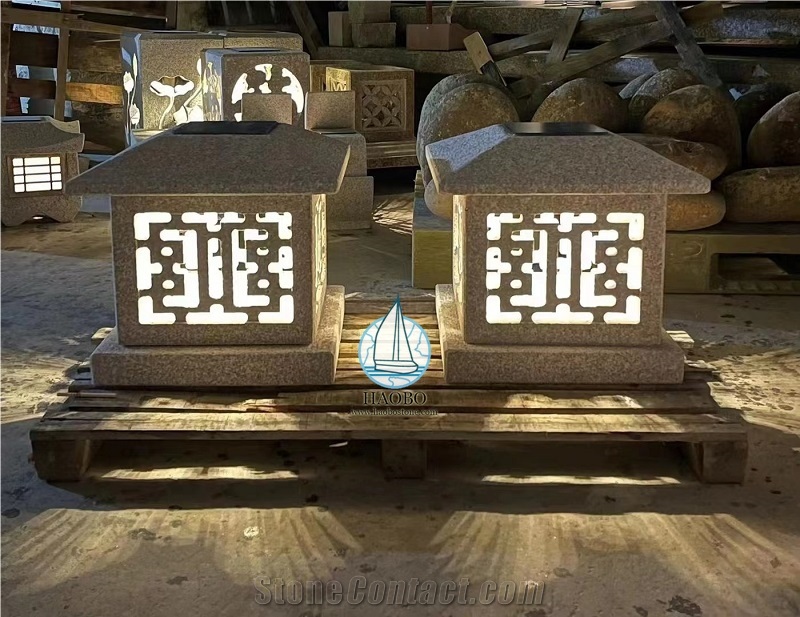 Sesame White G603 Granite Garden Lantern With Light