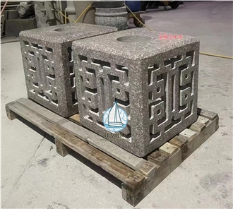 Sesame White G603 Granite Garden Lantern With Light