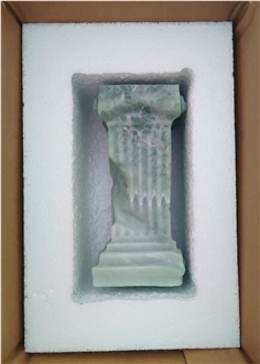 Light Jade Green Marble Roman Pillar For Candle Holder