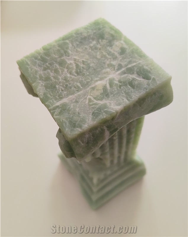 Light Jade Green Marble Roman Pillar For Candle Holder