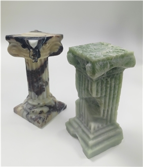 Light Jade Green Marble Roman Pillar For Candle Holder