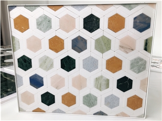 Multi Color Hexagon Backsplash Marble Mosaic Tiles