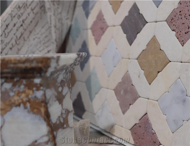 Multicolor Tumbled Marble Pattern Mosaic Tiles