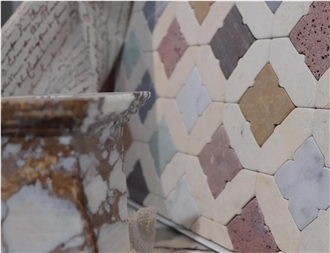 Multicolor Tumbled Marble Pattern Mosaic Tiles