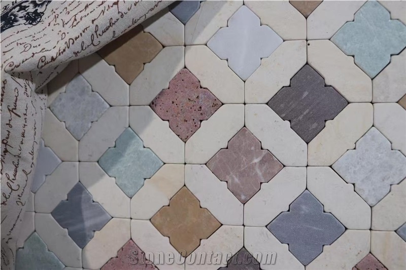 Multicolor Tumbled Marble Pattern Mosaic Tiles