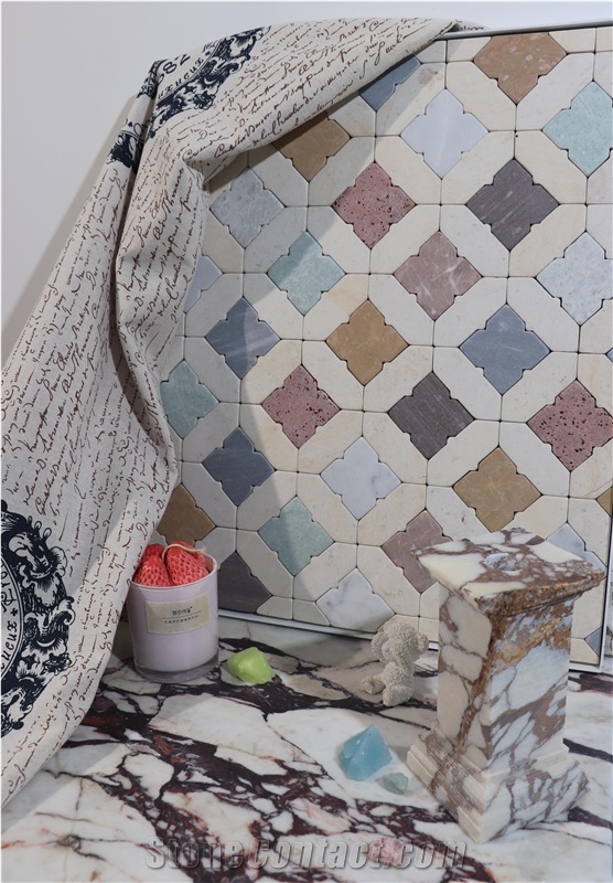 Multicolor Tumbled Marble Pattern Mosaic Tiles