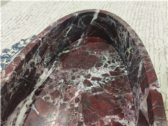 Oval Handcrafted Rosso Levanto Marble Bowls Home Decor Products