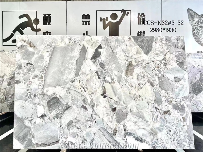 Breccia Grey Marble Slabs For Decor