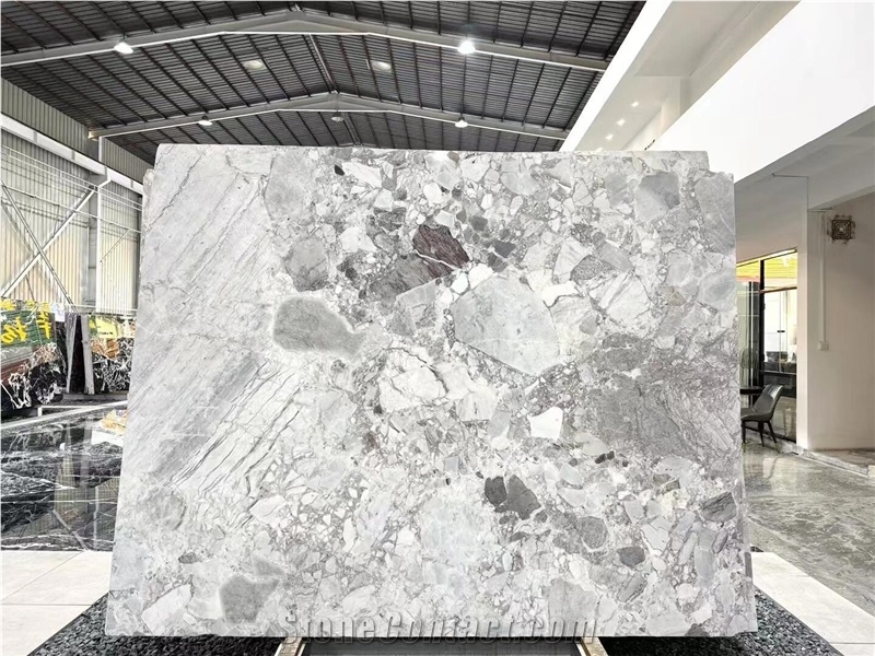 Breccia Grey Marble Slabs For Decor