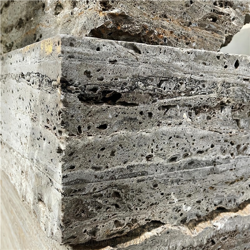 Titanium Silver Travertine Blocks For Decor