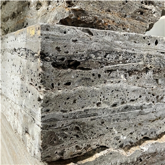 Titanium Silver Travertine Blocks For Decor