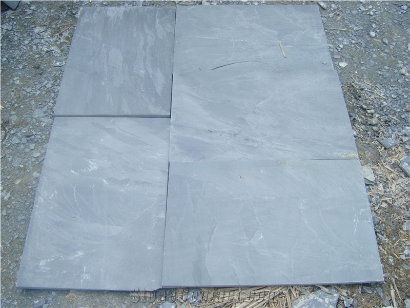 Grey Slate Tile Slab Pattern Wall Covering