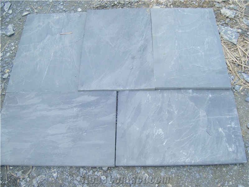 Grey Slate Tile Slab Pattern Wall Covering