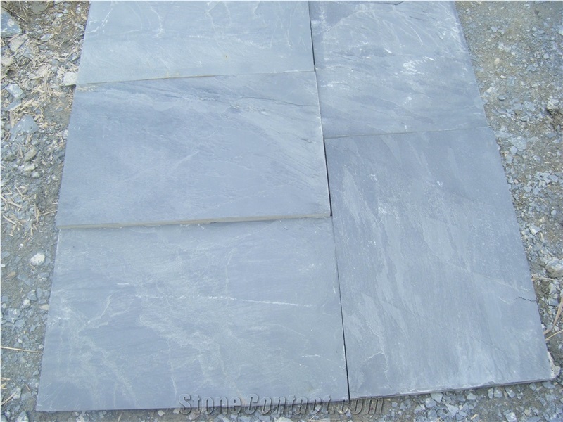 Grey Slate Tile Slab Pattern Wall Covering
