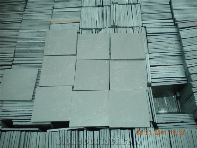 Grey Slate Tile Slab Pattern Wall Covering