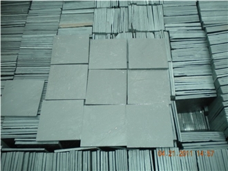 Grey Slate Tile Slab Pattern Wall Covering