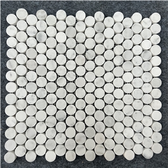 Bianco Carrara Marble Penny Mosaic Tiles