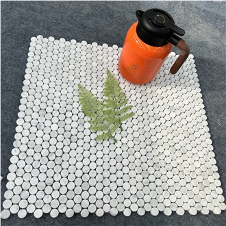 Bianco Carrara Marble Penny Mosaic Tiles