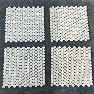 Bianco Carrara Marble Penny Mosaic Tiles