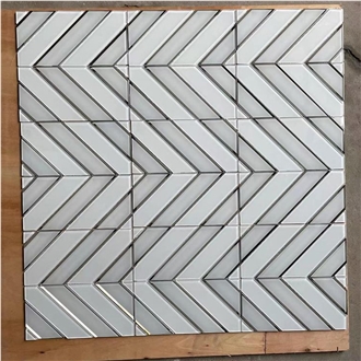 Inner Decoration Marble Chevron Mosaic Tiles