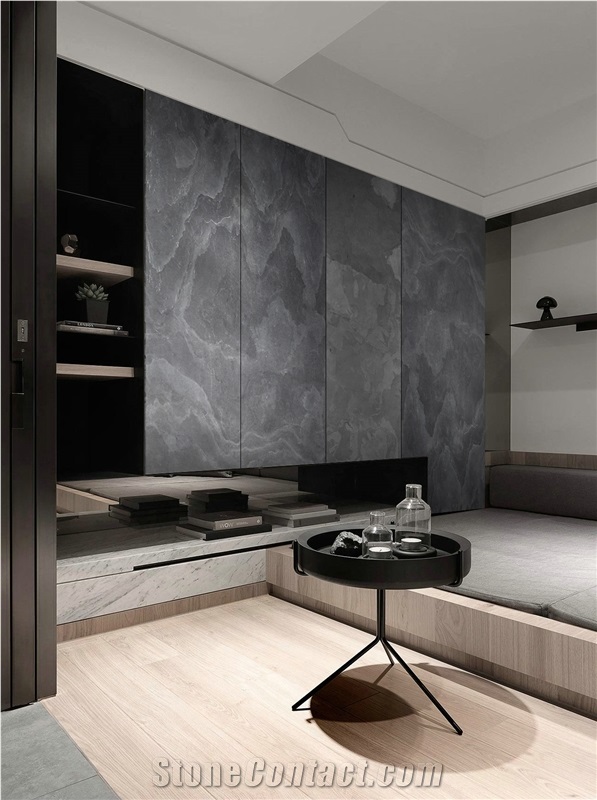 Luxury Indoor Black Polished Slate Tiles