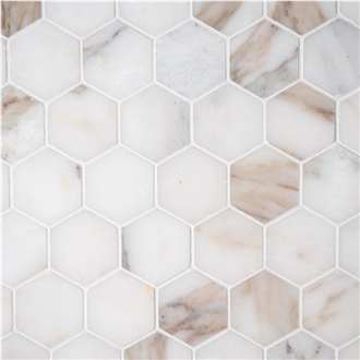 Natural Marble Hexagon Mosaic Tiles