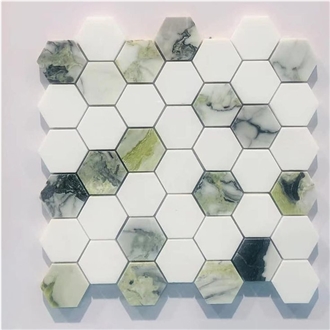 Natural Marble Hexagon Mosaic Tiles
