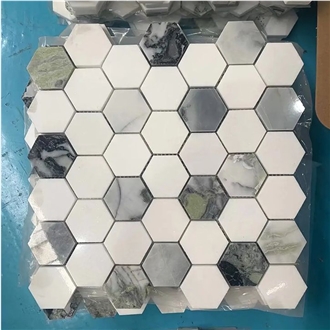 Natural Marble Hexagon Mosaic Tiles