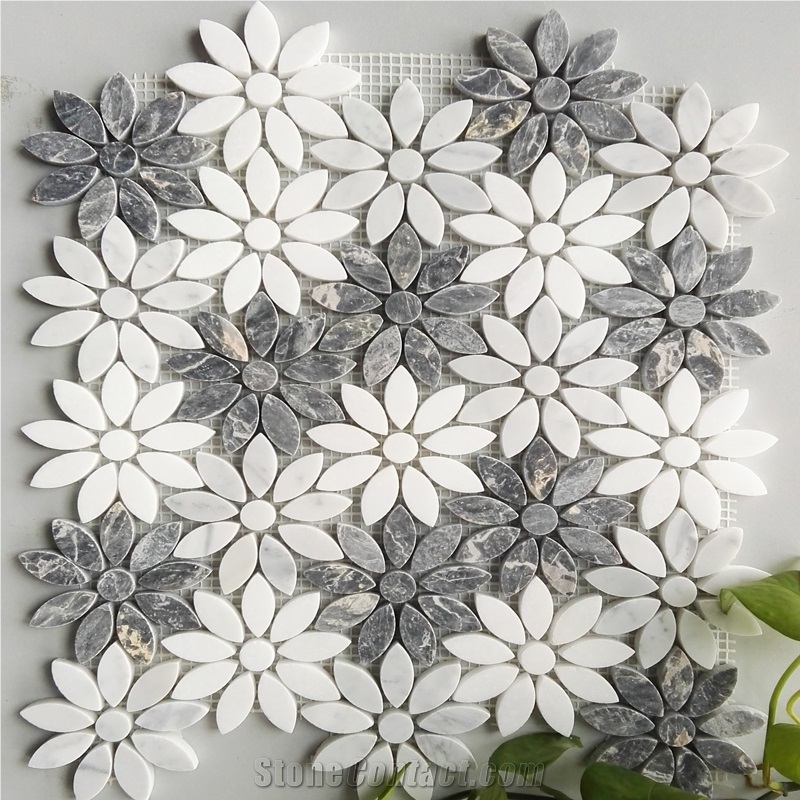 Nature Marble Flowers Mosaic Tiles