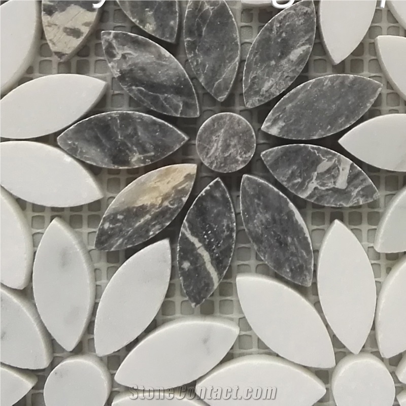 Nature Marble Flowers Mosaic Tiles