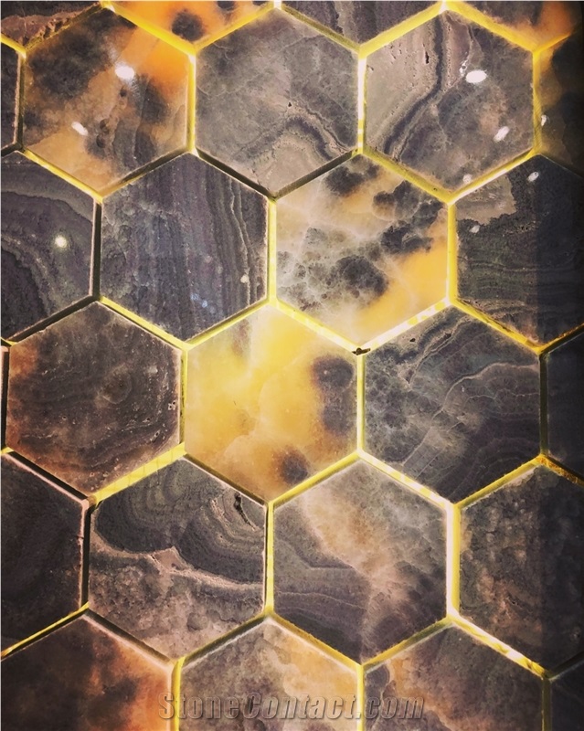Nature Onyx Hexagon Mosaic Tiles