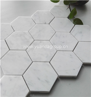 White Nature Marble Hexagon Mosaic Tiles