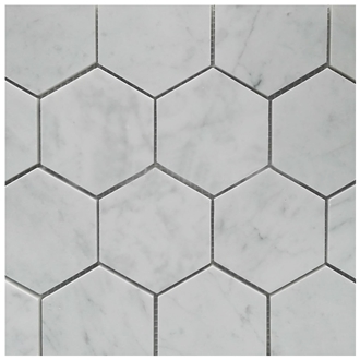 White Nature Marble Hexagon Mosaic Tiles