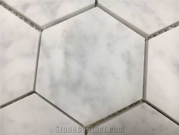White Nature Marble Hexagon Mosaic Tiles