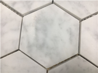 White Nature Marble Hexagon Mosaic Tiles