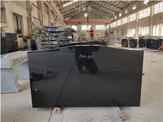 Absolute Black Granite Simple Headstone With Serp Top