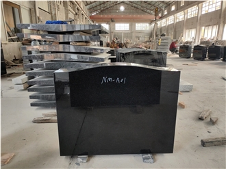 Absolute Black Granite Simple Headstone With Serp Top