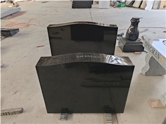 Absolute Black Granite Simple Headstone With Serp Top