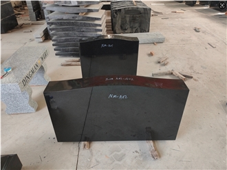 Absolute Black Granite Simple Headstone With Serp Top