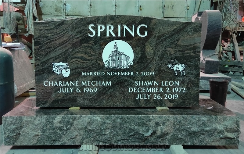 Absolute Black Granite Tombstone With Sandblasted Butterfly