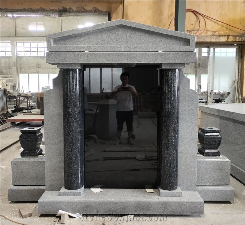 Absolute Black Granite Tombstone With Sandblasted Butterfly