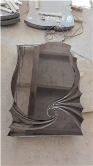 Black Granite Euro Style Headstone Die With Simple Carve