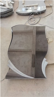Black Granite Gravestone With Simple Curved Finish Euro Style