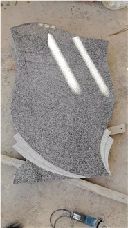 Black Granite Gravestone With Simple Curved Finish Euro Style