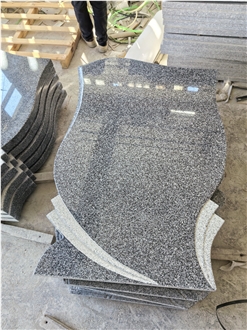 Black Granite Gravestone With Simple Curved Finish Euro Style