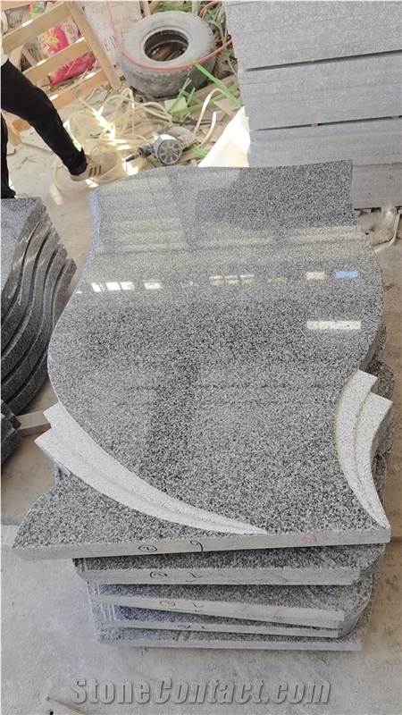 Black Granite Gravestone With Simple Curved Finish Euro Style