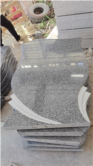 Black Granite Gravestone With Simple Curved Finish Euro Style