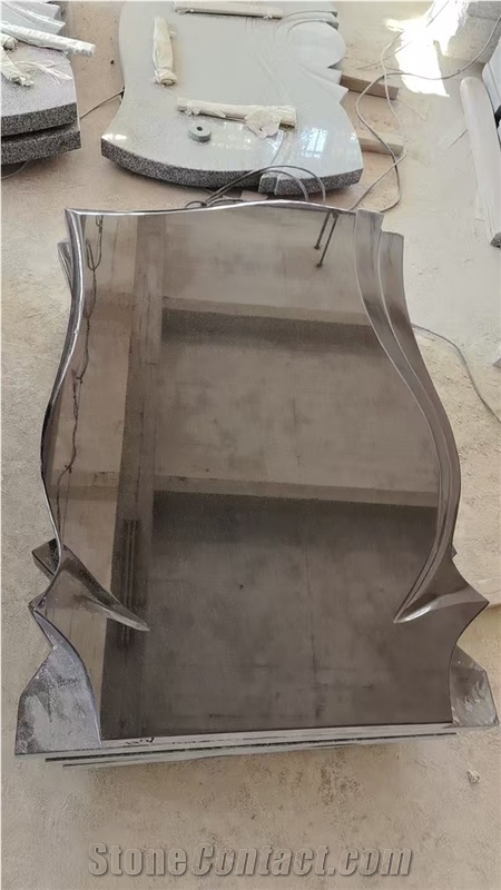 Black Granite Tombstone European Style Simple Curve Design