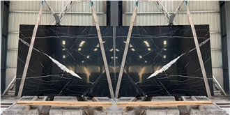 Book-Match China Black Marquina Marble Slabs